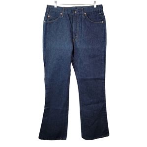 Plains Pockets Heavy Dark Wah Denim Vintage Flair Leg Jeans Unisex Men's 34